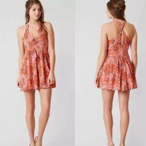 Free People Washed Ashore Pink Floral Mini Dress/ top tunic Small
